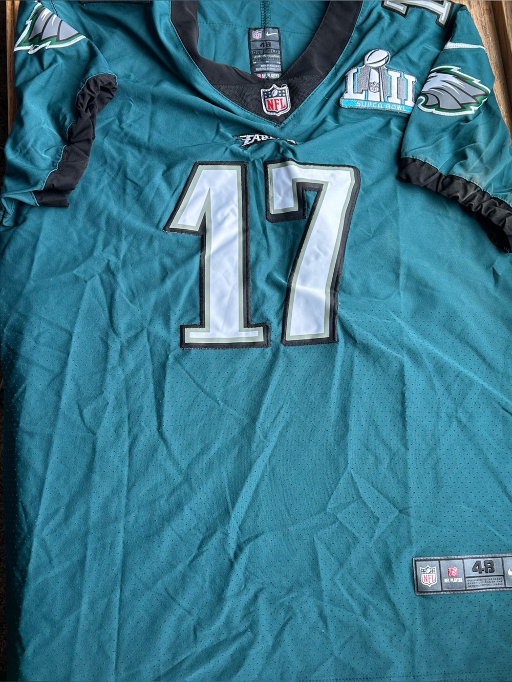NFL Philadelphia Eagles Alshon Jeffery Super Bowl LII Embroidered Jersey Sz 48